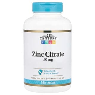 21st Century Zinc Citrate, 50 mg, 360 Tablets