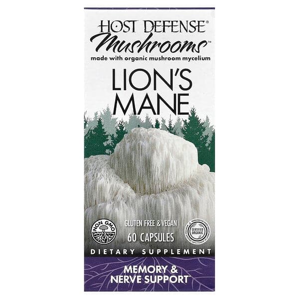 Host Defense, Host Defense, Mushrooms™, Lion's Mane, 60 Capsules (per Capsule), 30 count