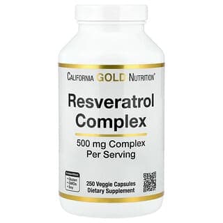 California Gold Nutrition Resveratrol Complex with Grape Seed Extract, Red Wine Extract, and trans-Resveratrol, 250 Veggie Capsules