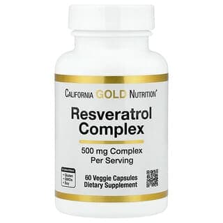California Gold Nutrition Resveratrol Complex with Grape Seed Extract, Red Wine Extract, and trans-Resveratrol, 60 Veg Capsules
