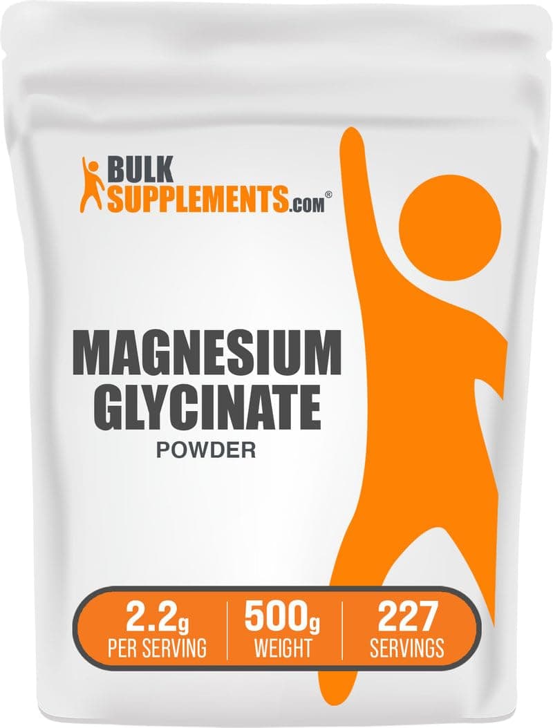 BulkSupplements com Magnesium Glycinate Powder - Magnesium Glycinate 300mg, Highly Absorbable - Gluten Free, 2.2g per Serving, 500g (1.1 lbs) (Pack of 1)