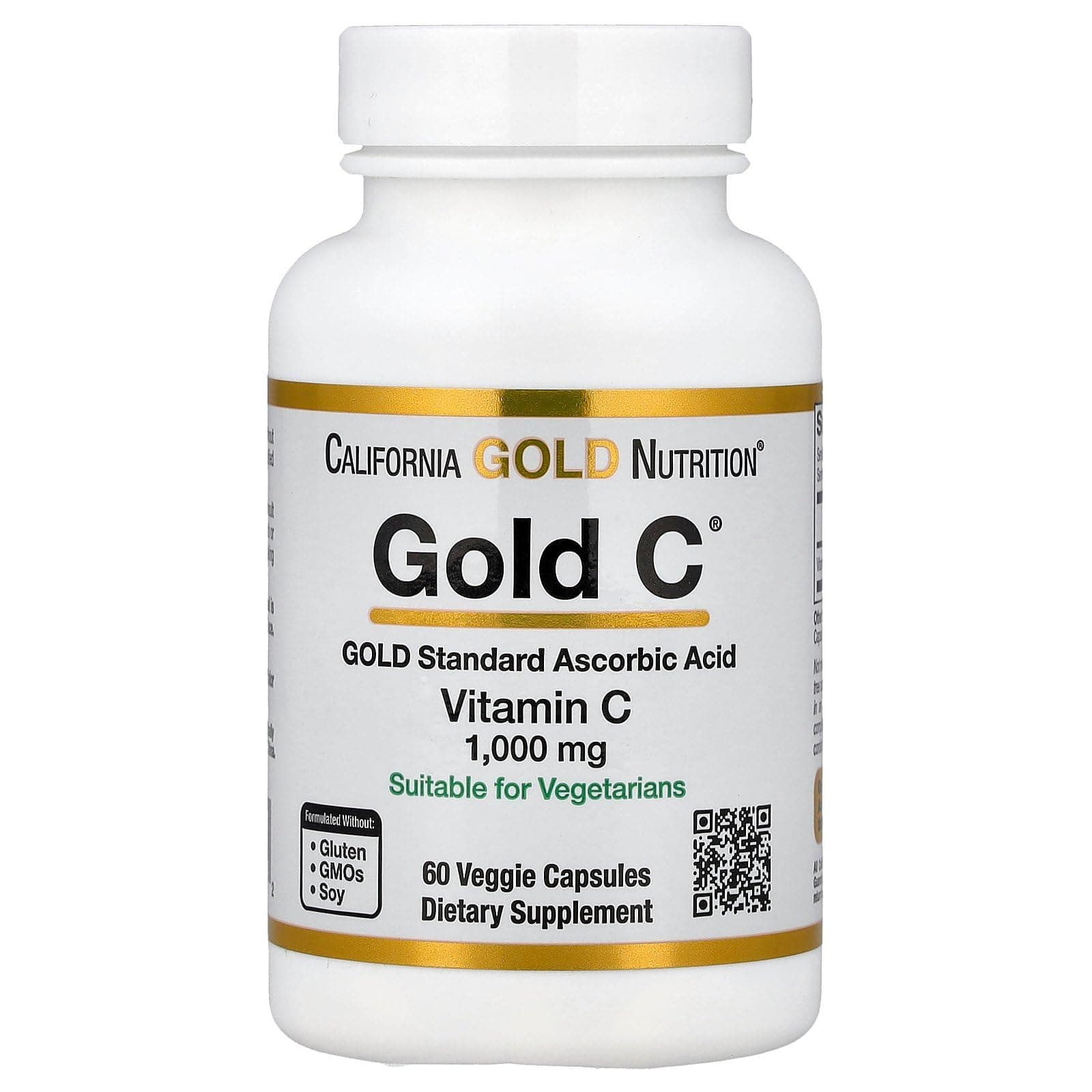 California Gold Nutrition Vitamin C, 1000 mg Veggie Capsules, 60 Count