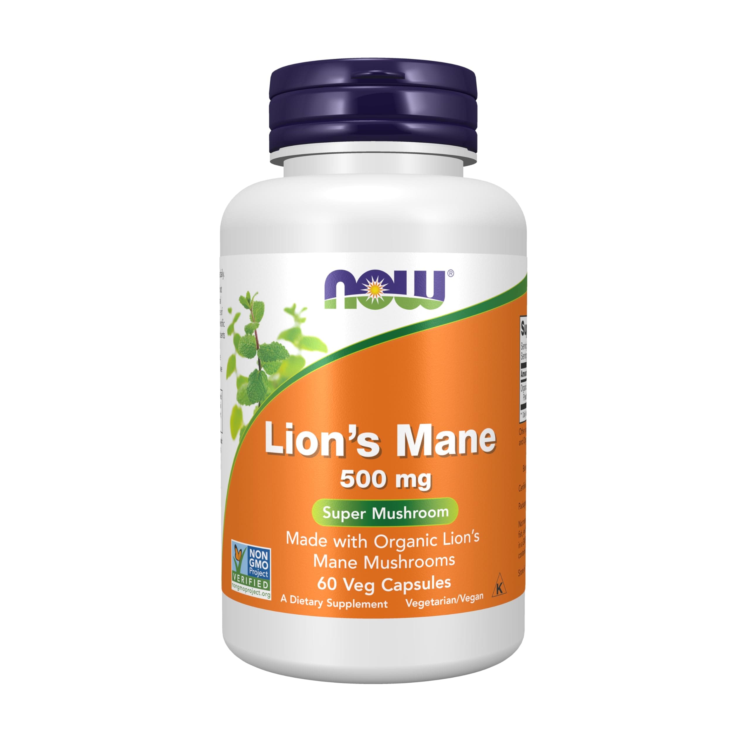 NOW Foods Supplements, Lion's Mane 500 mg, Super Mushroom, Made with Organic Lion's Mane Mushrooms, 60 Veg Capsules